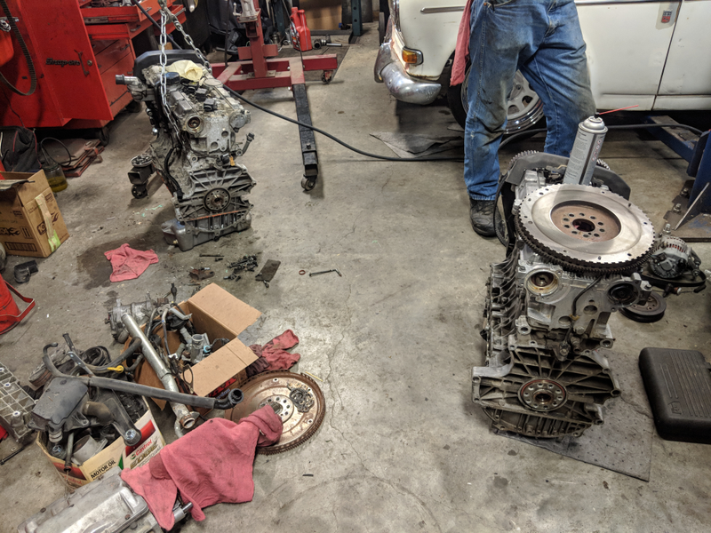 Engine swap in progress.